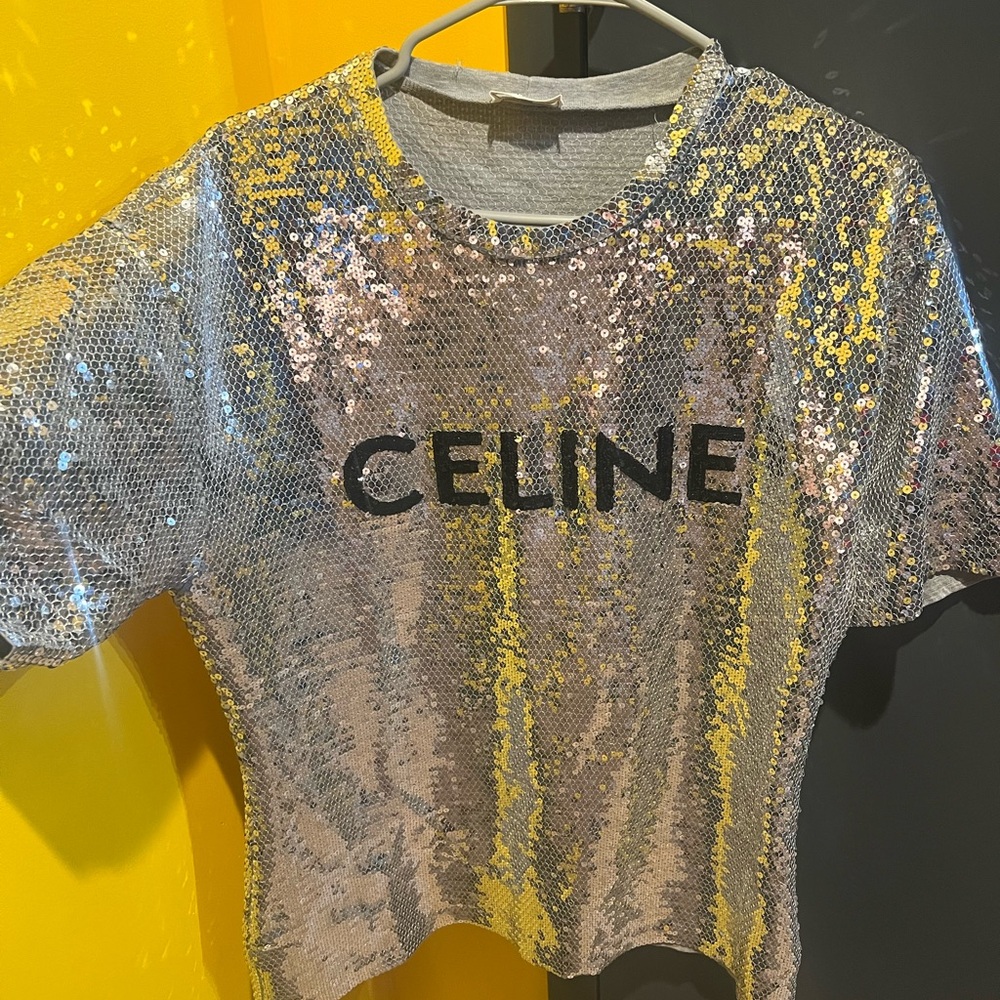 Authentic Celine Silver Sequin Top